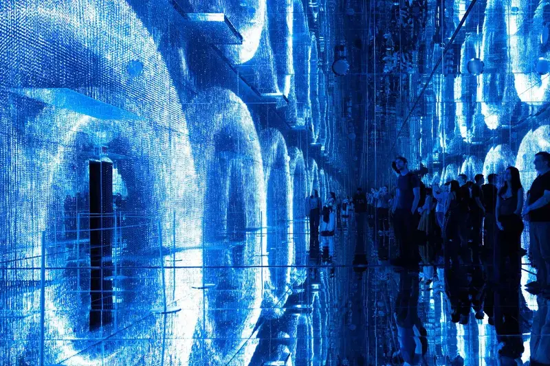 Immersive projection room inside one of the newer art and design museums in New York City