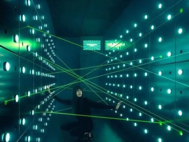 Interactive laser-tunnel challenge at the SPYSCAPE spy museum in New York